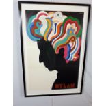 Framed original Dylan poster by Milton Glaser.
