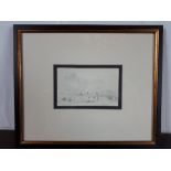 Early 20th C. pencil drawing " Countryside scene " signed M.N. 3 Inches x 5.5 Inches.