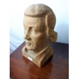 Early 20th C. carved pine wooden head composer Jos Haydn.