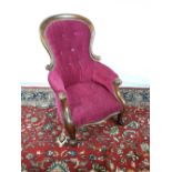 19th C. mahogany cabriole leg gents armchair.