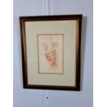 Framed antique pencil drawing of a Classical Lady.