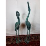 Pair of bronze storks.