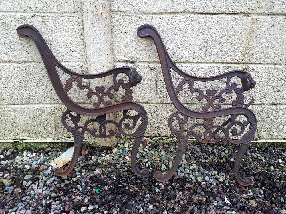 Pair of decorative 20th C. bench ends.