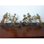 Pair of good quality decorative brass wall sconses {40cm H x 41cm D x 29cm W}.