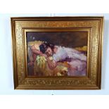 WWII German Impressionist oil on board " Reclining Girl " 12 Inches x 16 Inches.