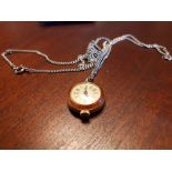 Ladies enamel fob watch with chain