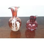 Two 19th C. ruby glass jugs.