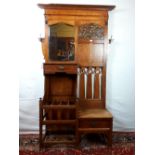 Good quality Art Nouveau Shapland & Petter oak hallstand.