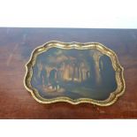 19th C. hand painted tray with centre panel depicting Netley Abbey by B. Walton & CO.