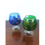 Pair of large decorative brandy glasses.