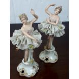 Pair of decorative porcelain hand painted ballerinas {18cm H}.