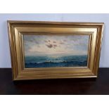 Possibly Russian " Seascape " Oil on canvas signed indistinctly 9 Inches x 16 Inches.