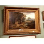 Victorian oil on canvas country scene in a gilt frame.