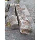 Pair of 19th. C. limestone gate posts { 244cm H }.