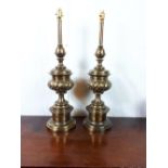 Impressive tall pair of Victorian brass table lights.