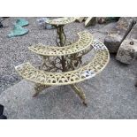 Decorative cast iron three tier semi circular waterfall plant holder. { 100cm H }.