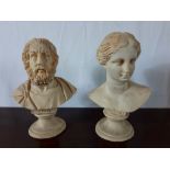 Pair of resin busts of Omero & Venere Milo