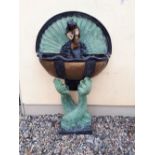 Decorative bronze fountain with mermaid seated in shell supported by two fish. { 130cm H }.