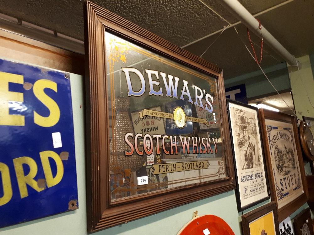 Framed DEWAR'S Scotch Whisky advertising mirror.