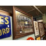 Framed DEWAR'S Scotch Whisky advertising mirror.