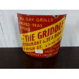 The Griddle Restaurant & Tea Rooms advertising enamel pole sign.