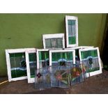 Selection of stain glass windows and panels.