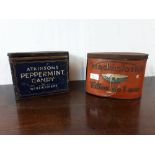 Mackintosh's Toffee De Luxe advertising tin and Atkinsons Peppermint Candy advertising tin.