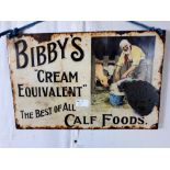 Extremely rare Bibby's Cream Equivalent The Best Of All Calf Foods enamel sign.