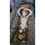 Large majolica wall ensconce in the form of Lady. (97 cm H).