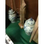 Pair of Blue & White Vases