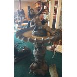 Large Bronze Fountain - Cupid in a Shell with Bow & Arrows, 7ft high (approx).