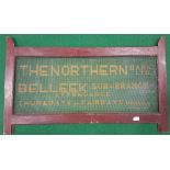 Northern Bank Branch Sign from Belleek, with wooden frame,23.75in x 39.5in.