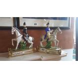 Pair of Porcelain Figure of Noble Horseman in Full Military Attire.