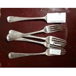 Set of 5 solid silver forks with crest