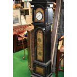 Reproduction Grandmother Clock with cupboards to front, battery operated, approx 6ft high.