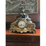 19th. C. gilded and bronze French mantle clock.