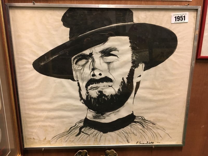 Clint Eastwood drawing 1984 signed by artist