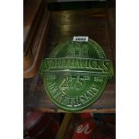 Pottery Green 'Smithwicks' Plaque, 275th Anniversary. 34 x 27cms.