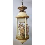 Continental Ceiling Light, depicting four porcelain Meissen style muses,