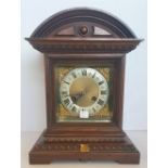 Edwardian Oak Bracket Clock, 14.5in (h) x 11in (w).