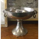 Silver plate chalice and two pottery miniature urns.