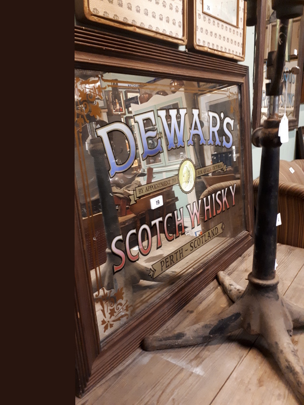 Framed DEWAR'S Scotch Whisky advertising mirror.