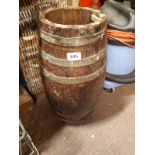 19th.C. Oak barrel with brass straps.