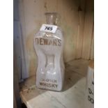 Rare early 20th. C. etched glass Dewar's Scotch Whisky decanter.