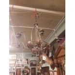 Art Nouveau style six branch chandelier. (91 cm H).