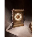 19th C. brass carraige clock.