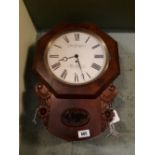 William IV mahogany drop dial fusee wall clock by J & H MARSDEN COVENTRY.