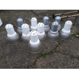 Set of ten industrial lights.