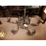 19th. C. brass six branch chandelier. (45 cm H x 76 cm H).