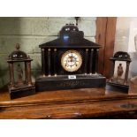 19th C. slate three piece garniture clock set.